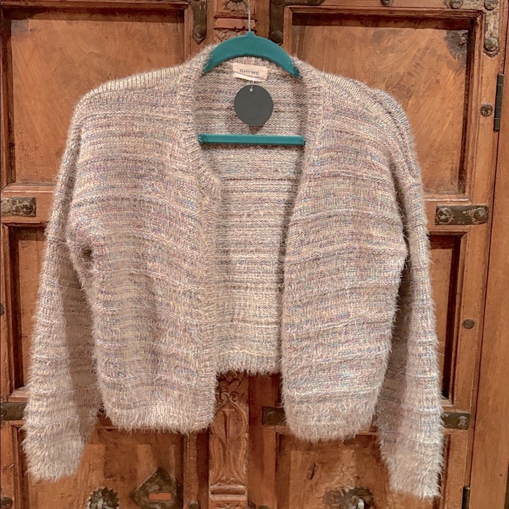 RHYME Metallic Knit Open Front Cardigan Jacket S